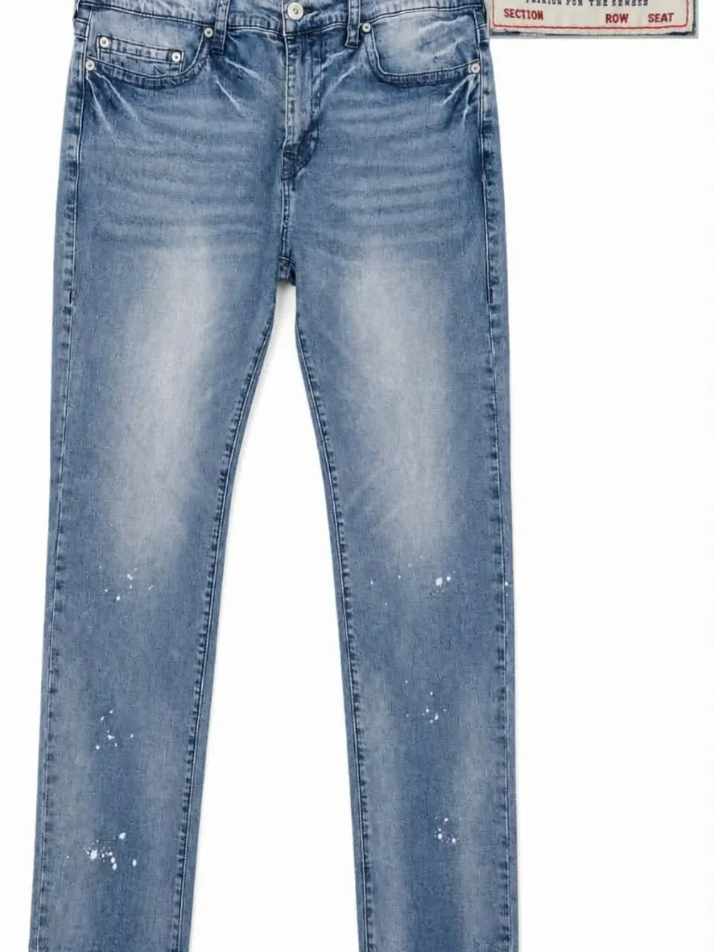 True Religion Men’s Jeans W42 Blue Straight Leg Distressed Paint Splatter Denim.